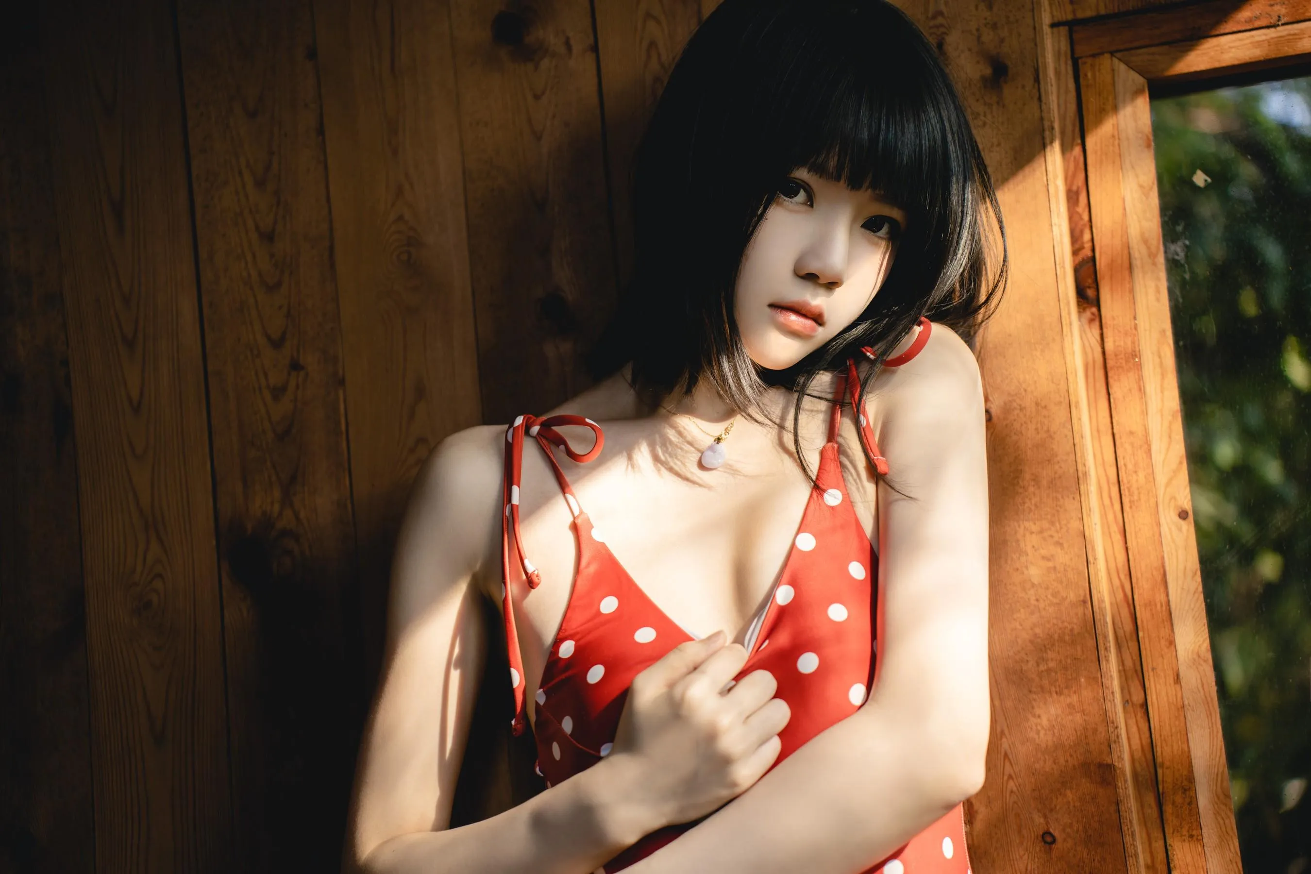 桜桃喵 – NO.150 红波点 [46P]插图6